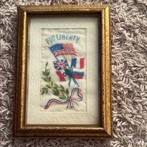 Embroidered 'For Liberty' Framed Art